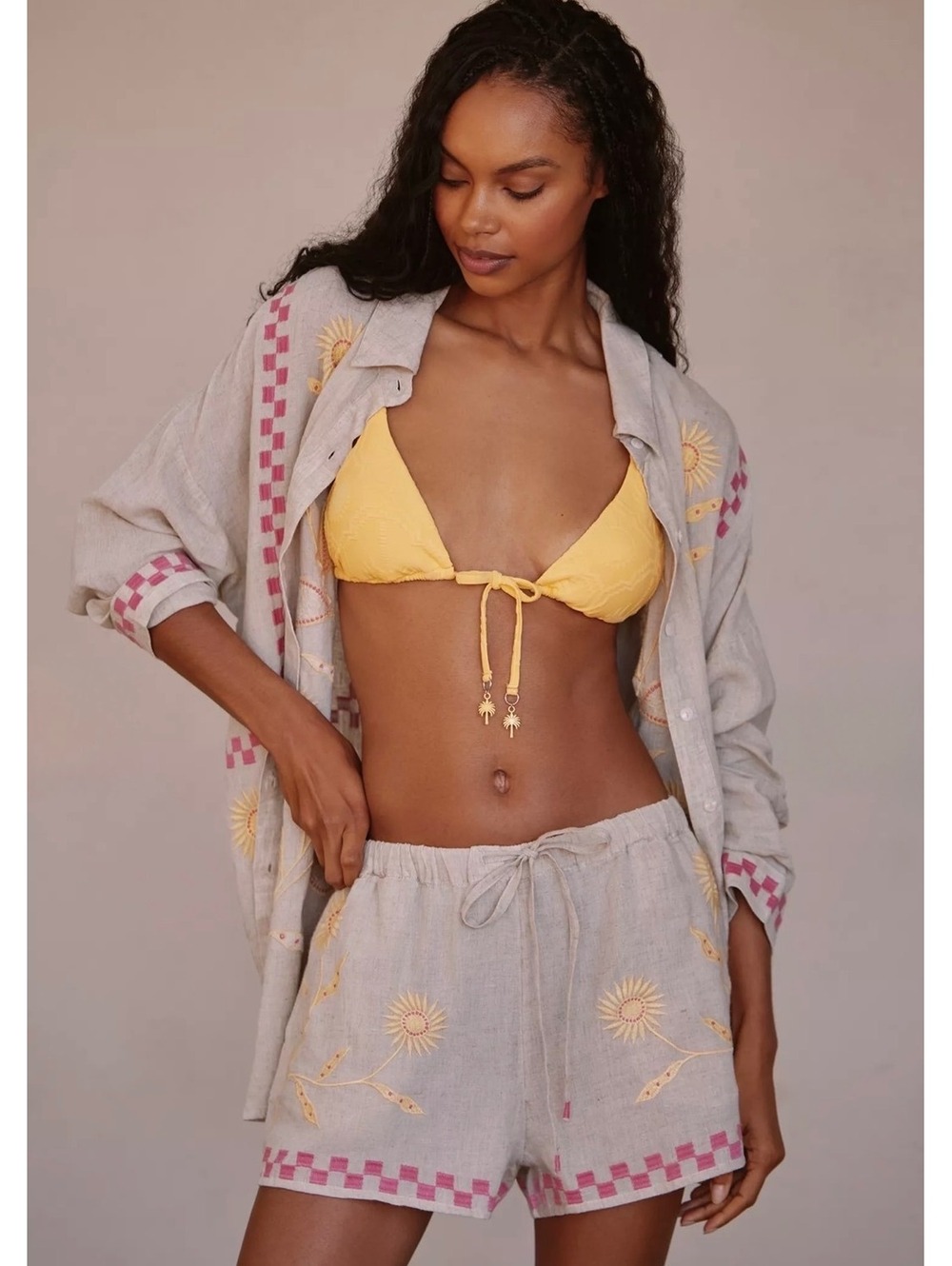 NWT Anthropologie Linen Embroidered Shorts size L
